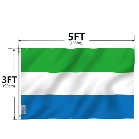 The 3x5 ft Anley Sierra Leone flag ready to hang on a pole