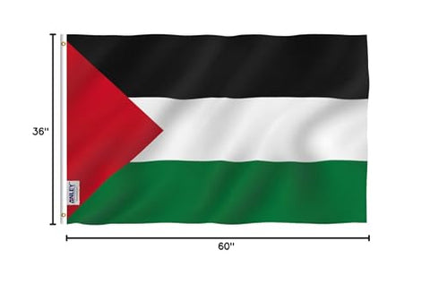 Anley 3x5 Palestine flag installation-ready with brass grommets.