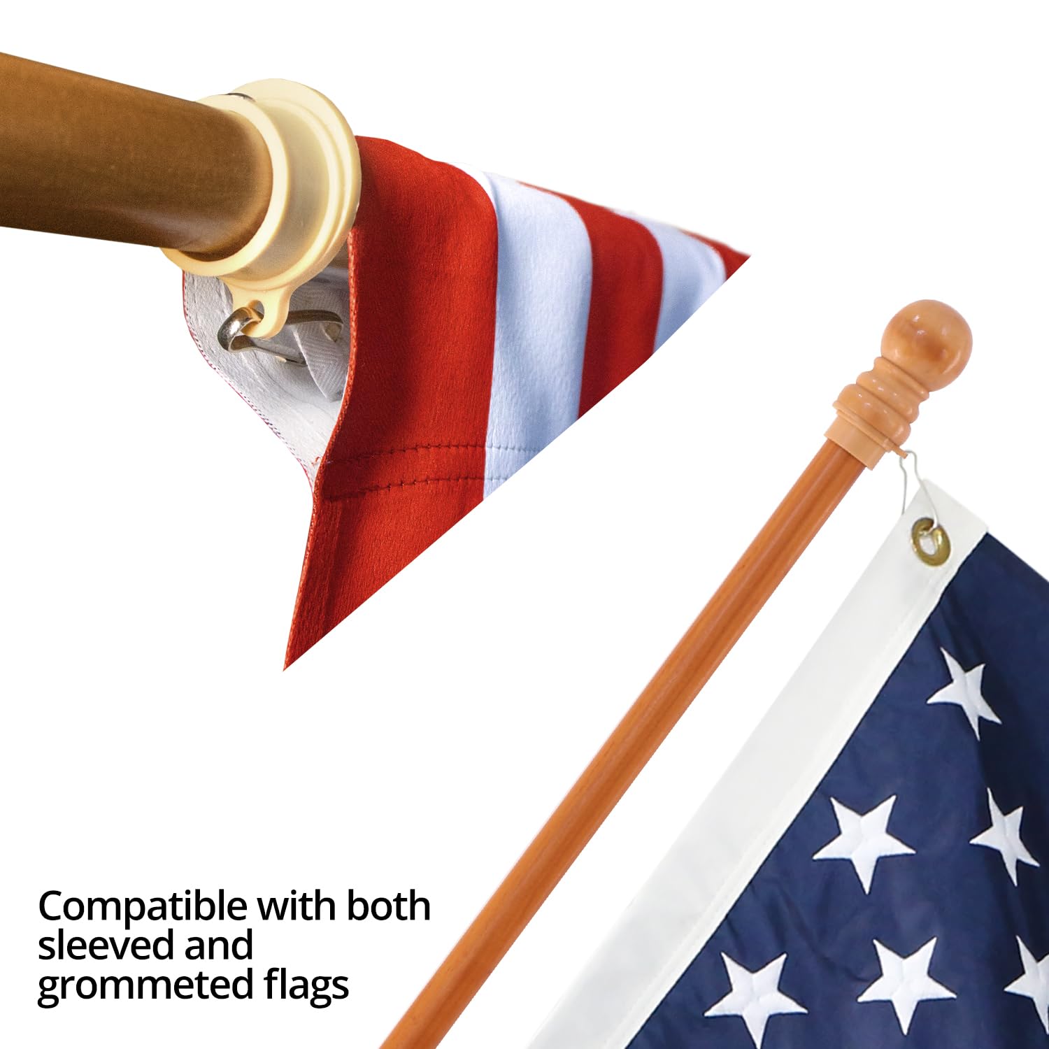 Anley adjustable bottom clip adapts to sleeved flags