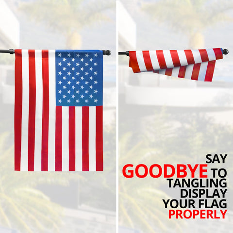 Anley adjustable bottom clip fits most sleeved flags securely.