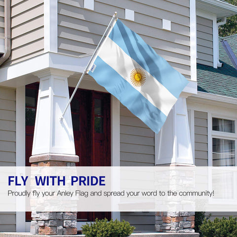 Anley Argentina flag shown outdoors with vivid, fade-proof colors under sunlight.