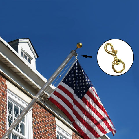 Anley brass swivel snap hook in wind highlights rust-free performance.