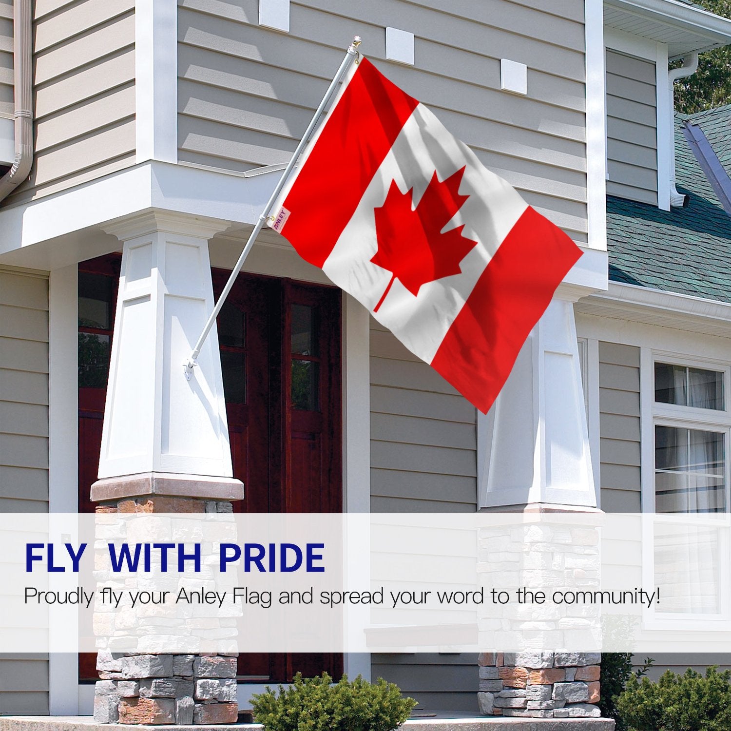 Anley Canada flag close-up showing fade-proof colors on durable fabric.
