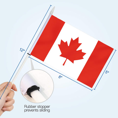 Anley Canada mini flag displays bright colors for outdoor use.