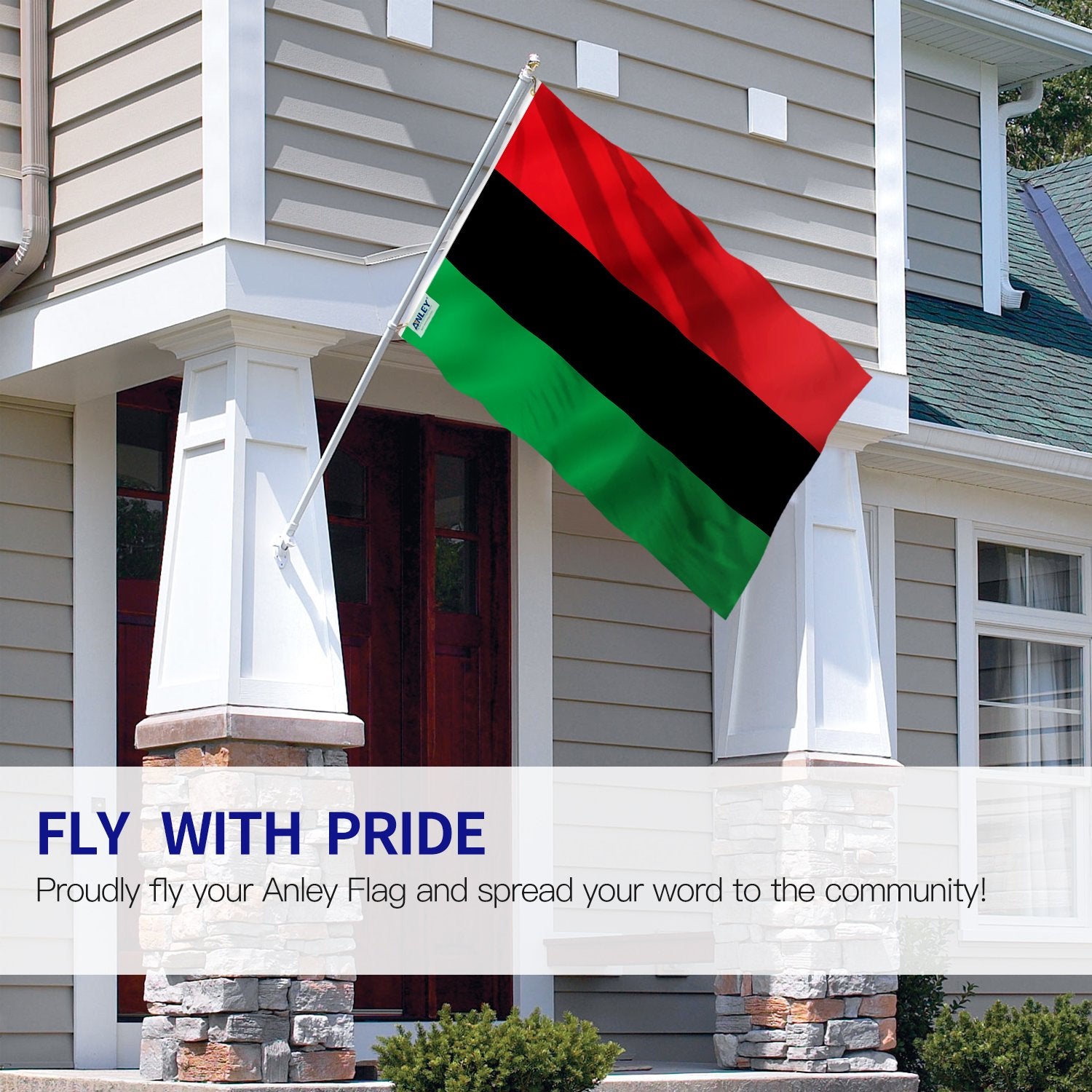 Afro American flag with canvas header by Anley for durable outdoor mounting