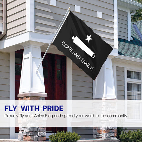 Anley canvas-header flag 3x5 in black showing sturdy construction