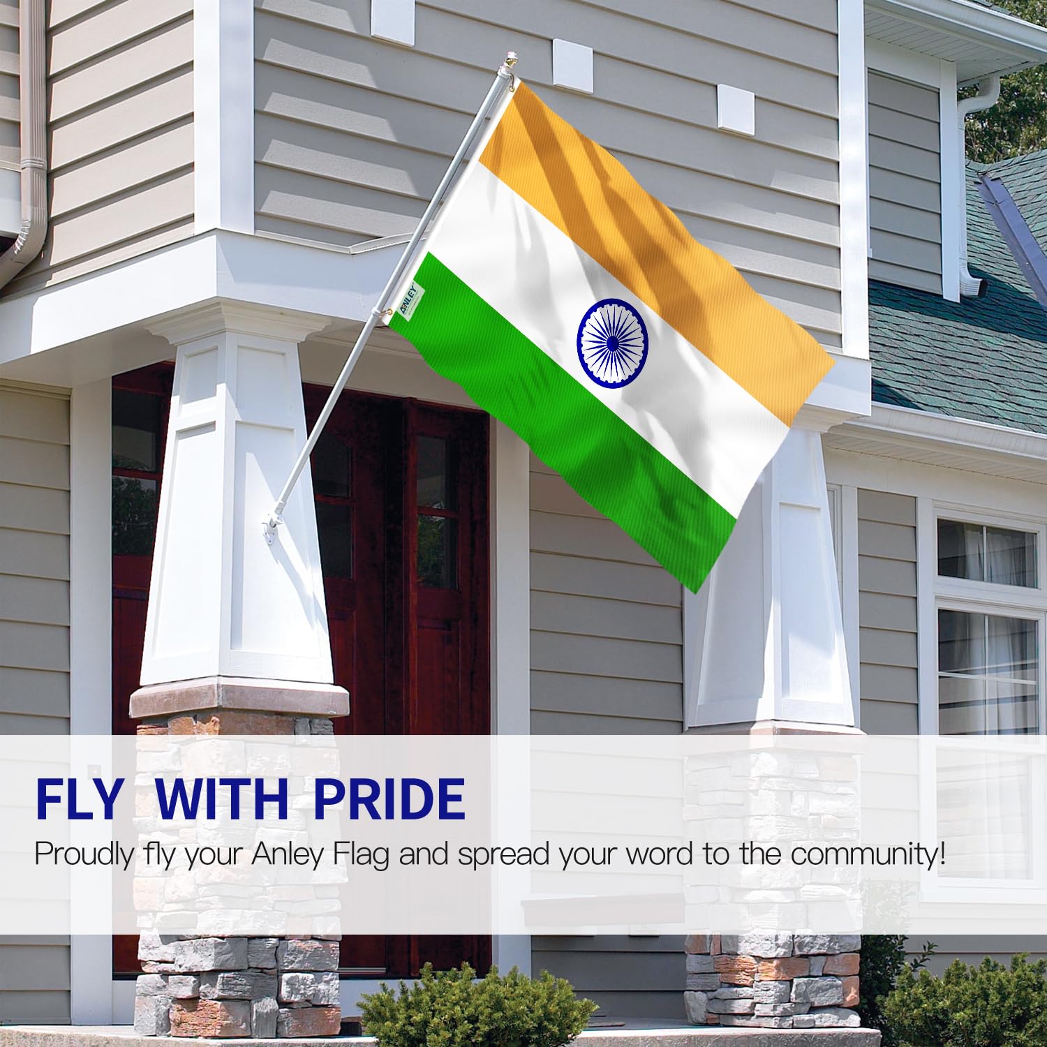 Anley India flag showing durable canvas header detail