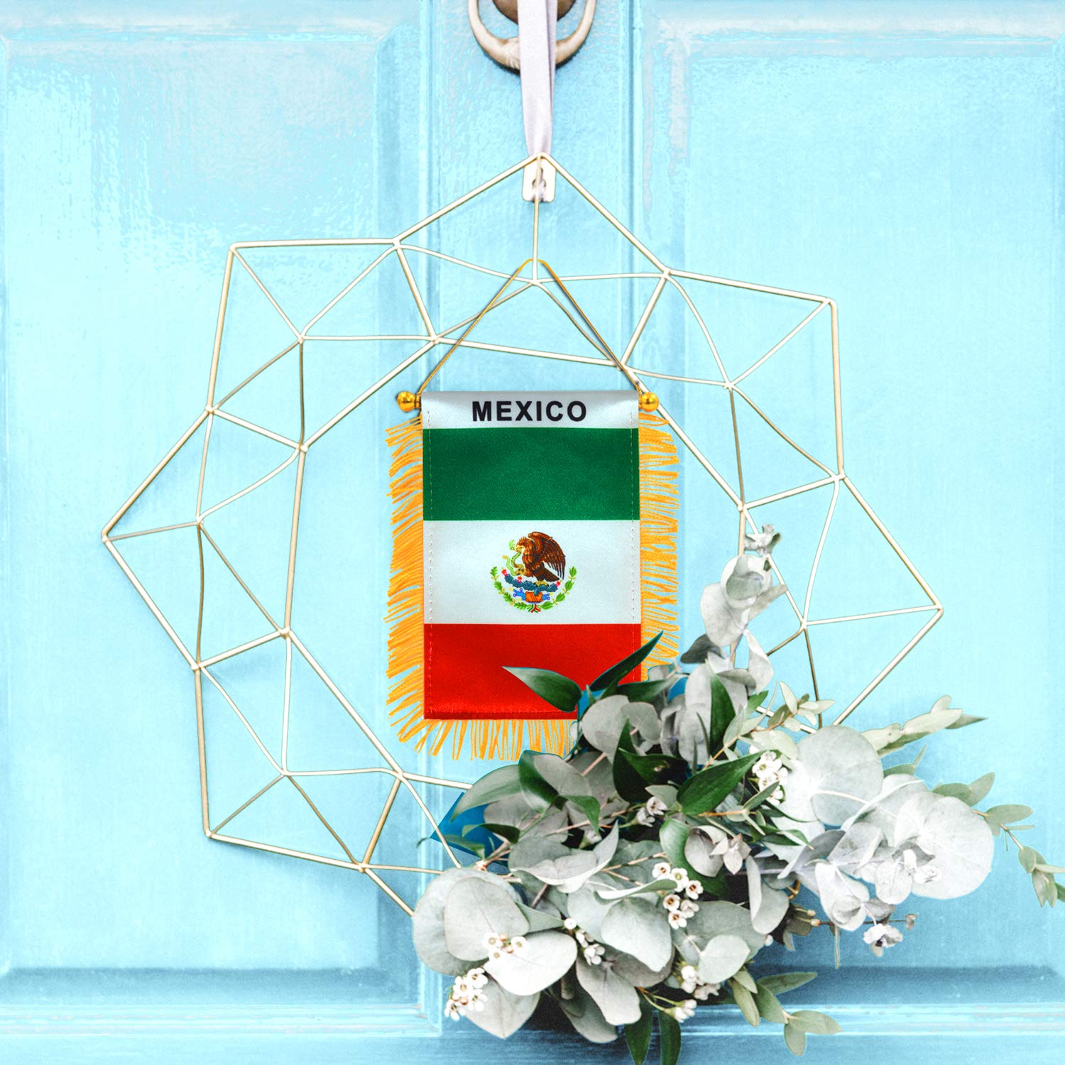 Anley car mirror decor flag ready for easy window display.