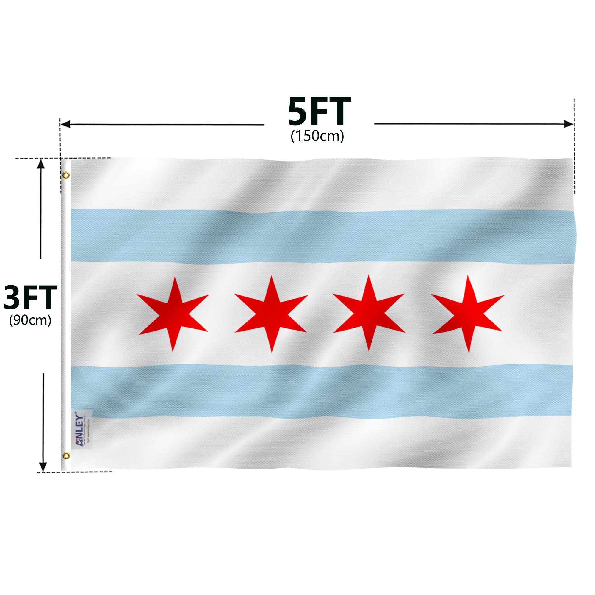 ANLEY Chicago flag for low-wind areas with light flutter