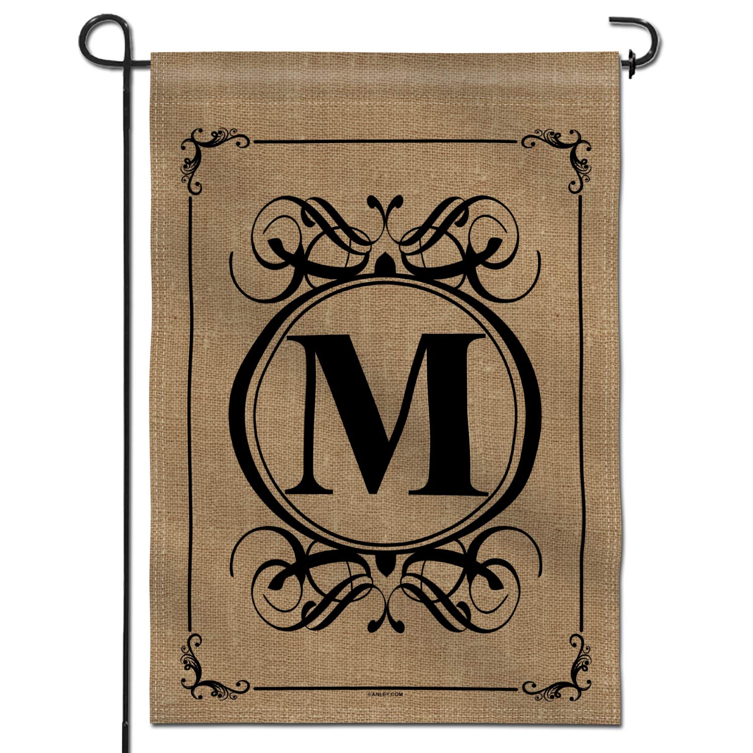 Anley monogram M garden flag front view with silky fabric