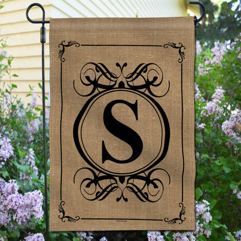 Anley monogram S garden flag back view with identical print