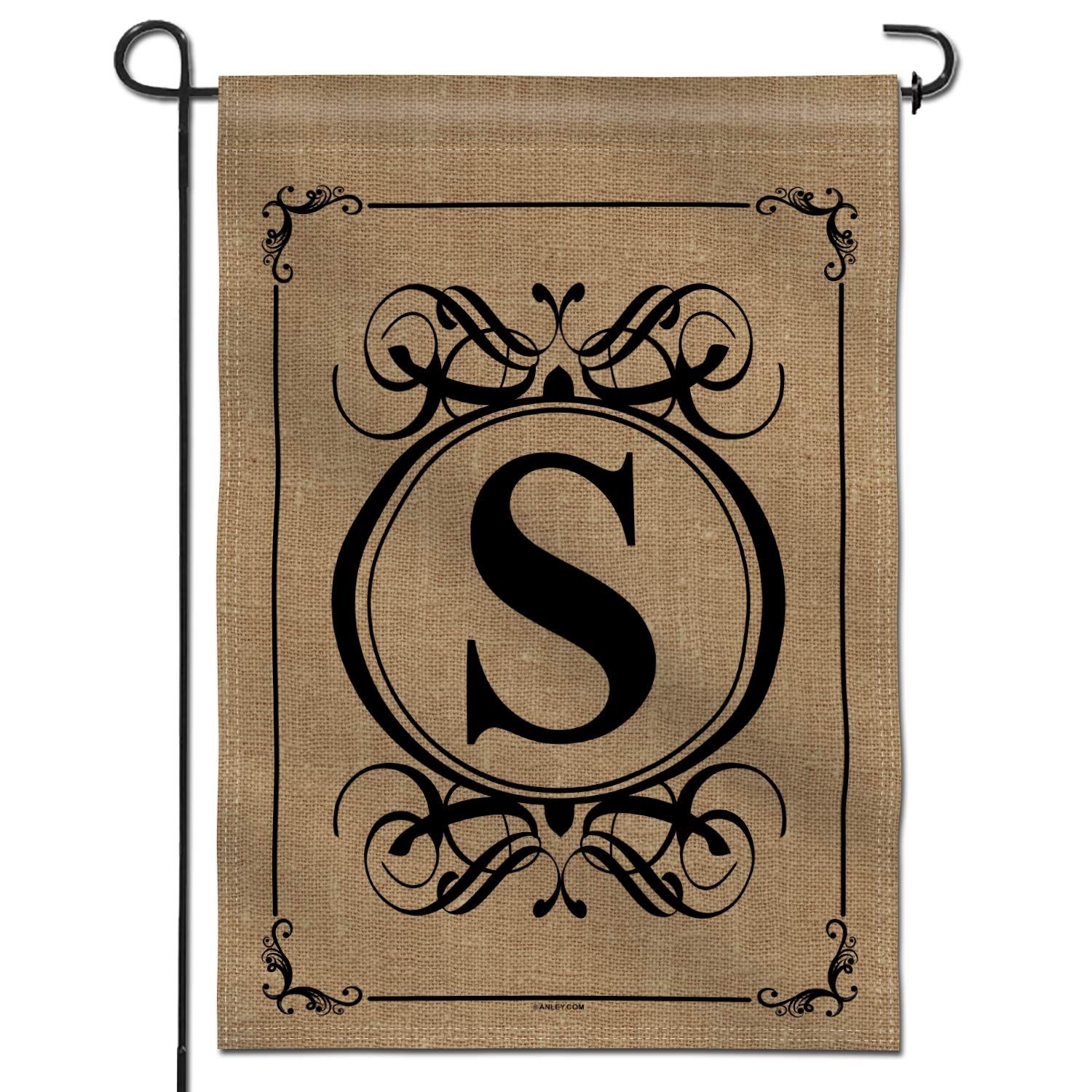 Anley monogram S garden flag front view for curb appeal