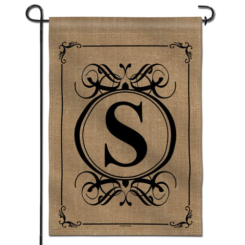 Anley monogram S garden flag front view for curb appeal