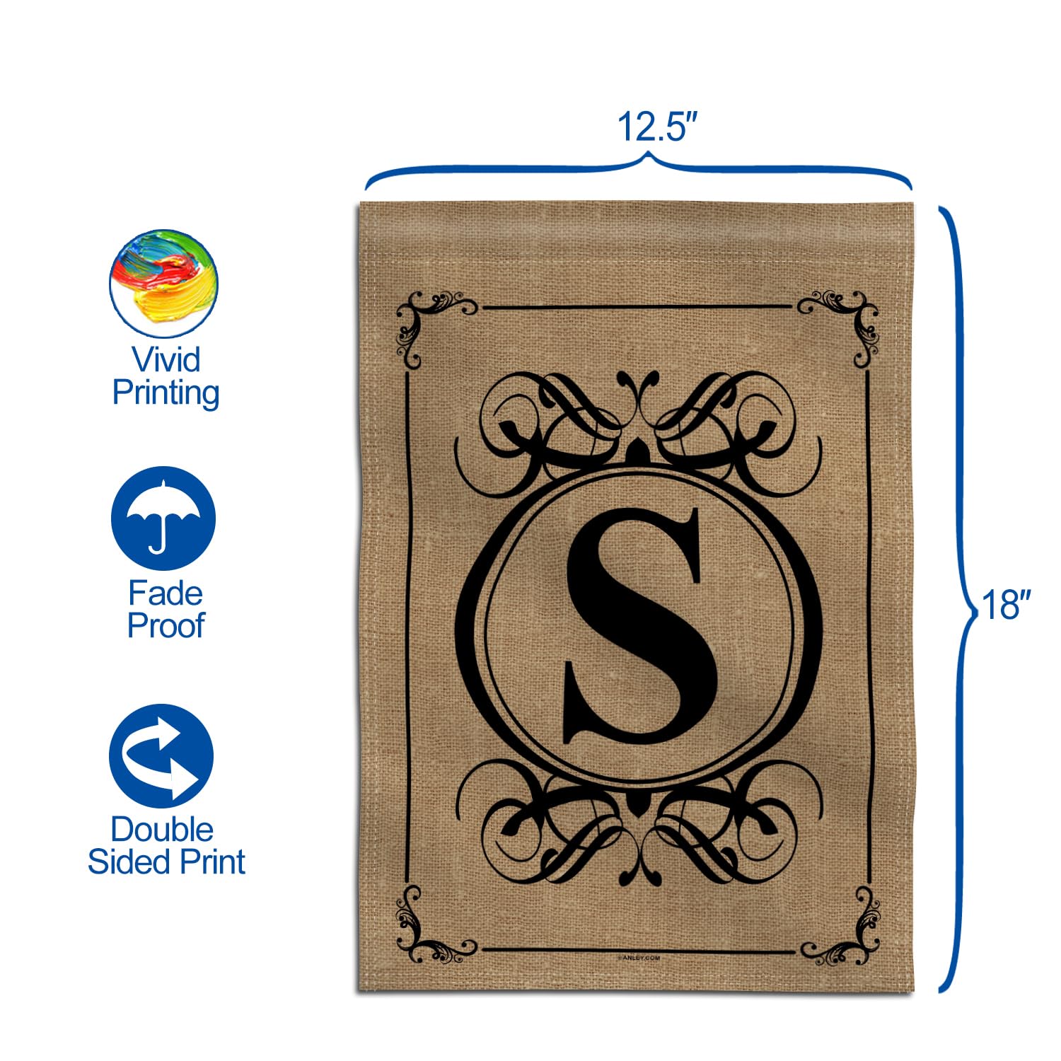 Anley monogram S garden flag silky fabric close-up