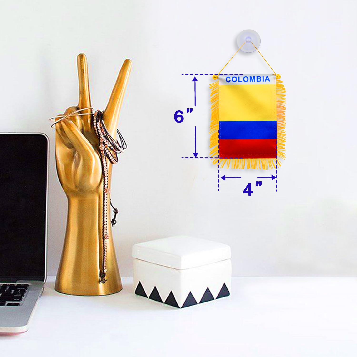 Anley Colombia fringy window flag with double-stitched edge for durability