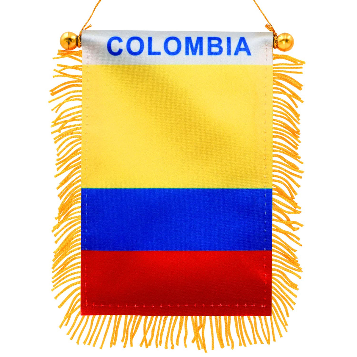 Anley Colombia fringy window flag front view for car or window display