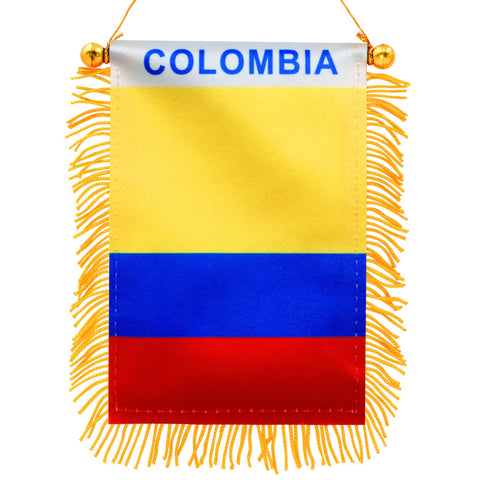 Anley Colombia fringy window flag front view for car or window display