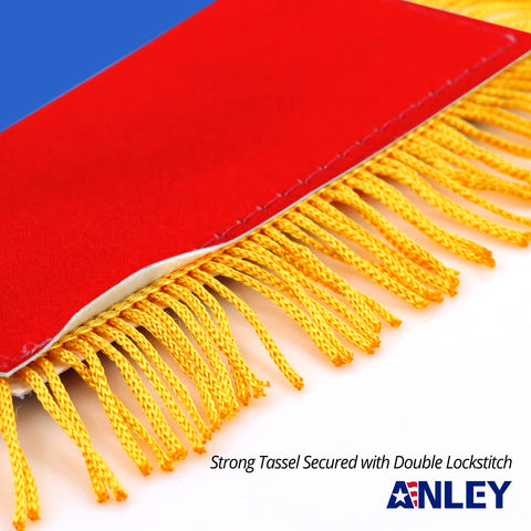 Anley Colombia fringy window flag close-up of double-sided print