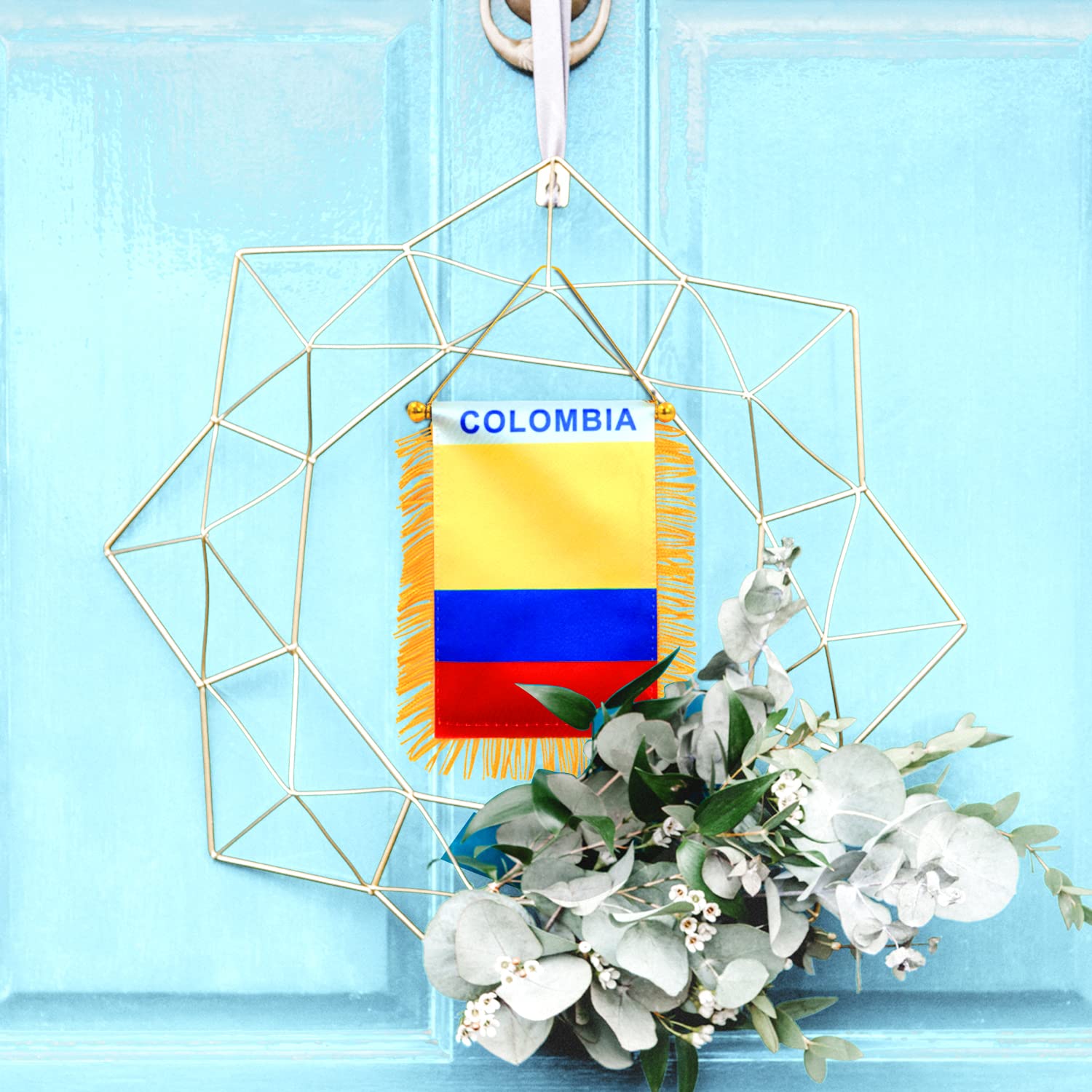 Anley Colombia fringy window flag sateen material with subtle sun sheen