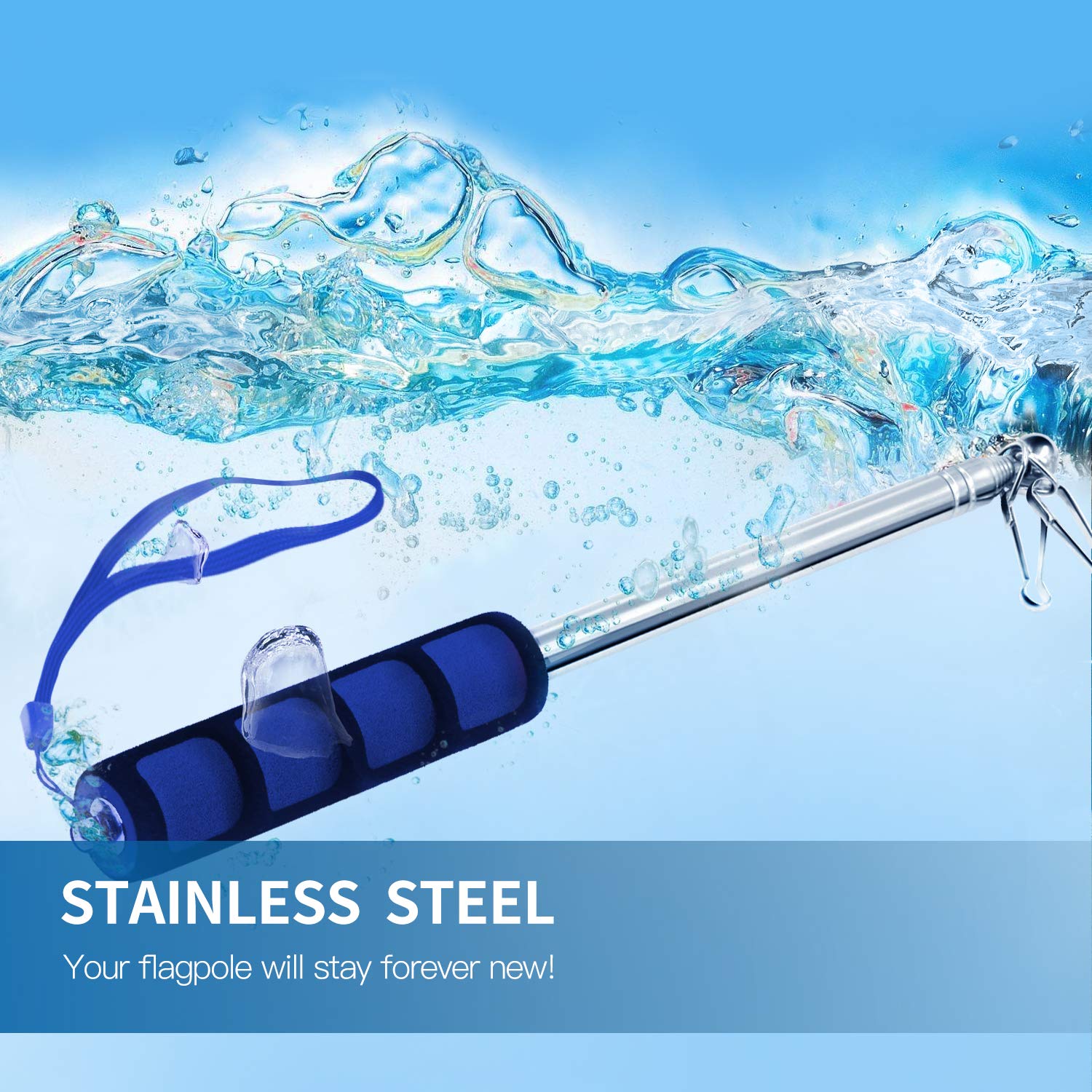 Anley compact retractable flagpole ready for travel and on-the-go use.