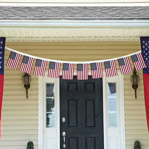Anley craftsmanship shown on polyester pennants for long-lasting decor.