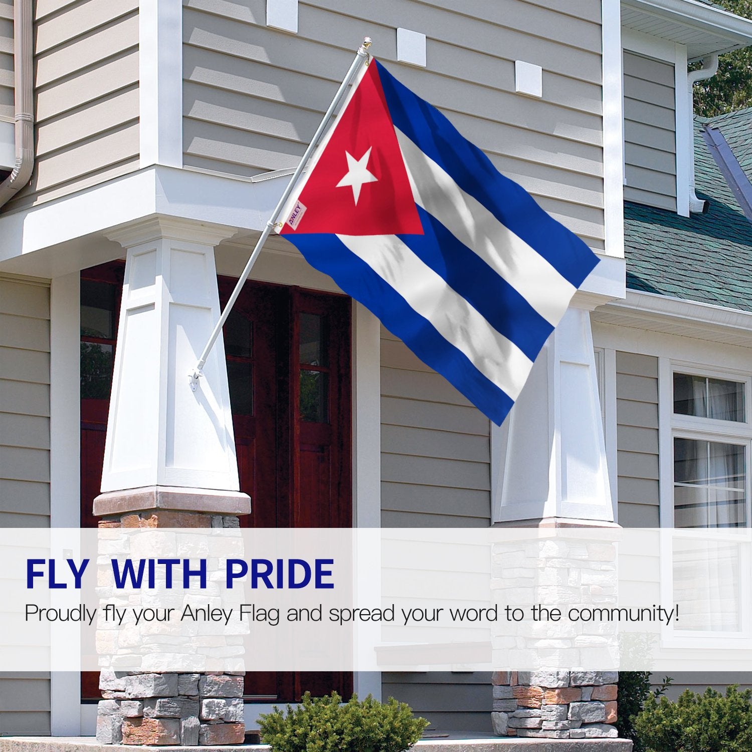 Anley Cuba Flag shows vivid color in sunlight for bright outdoor pride.