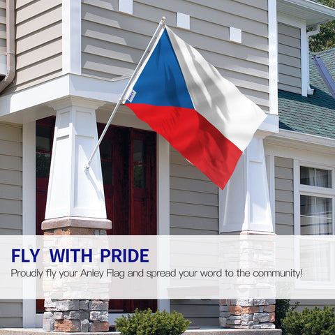 Anley Czech flag 3x5 close-up shows bright fade-proof print in daylight