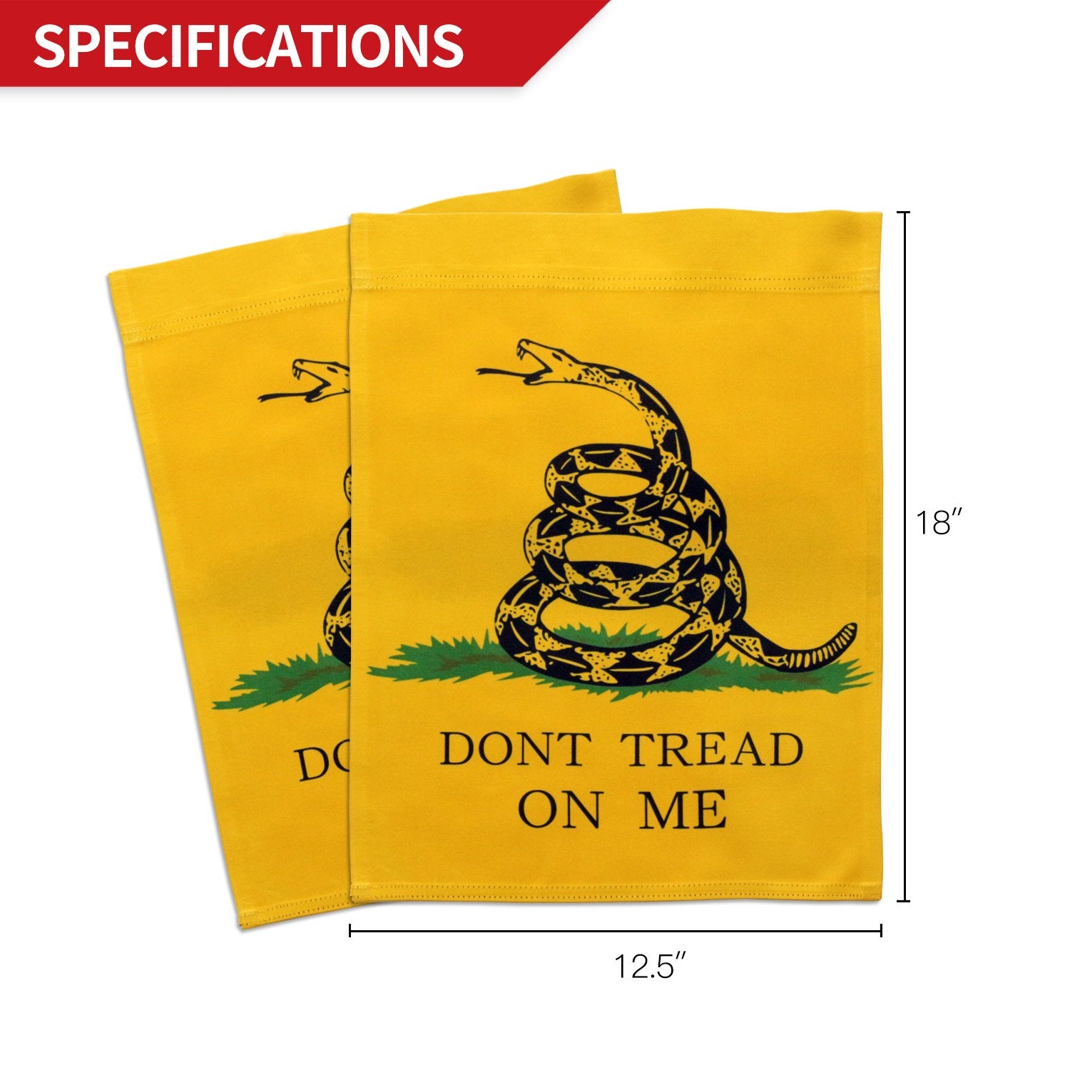Anley Dont Tread On Me garden flag close-up stitching highlighting durable seams.