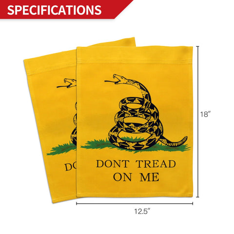 Anley Dont Tread On Me garden flag close-up stitching highlighting durable seams.