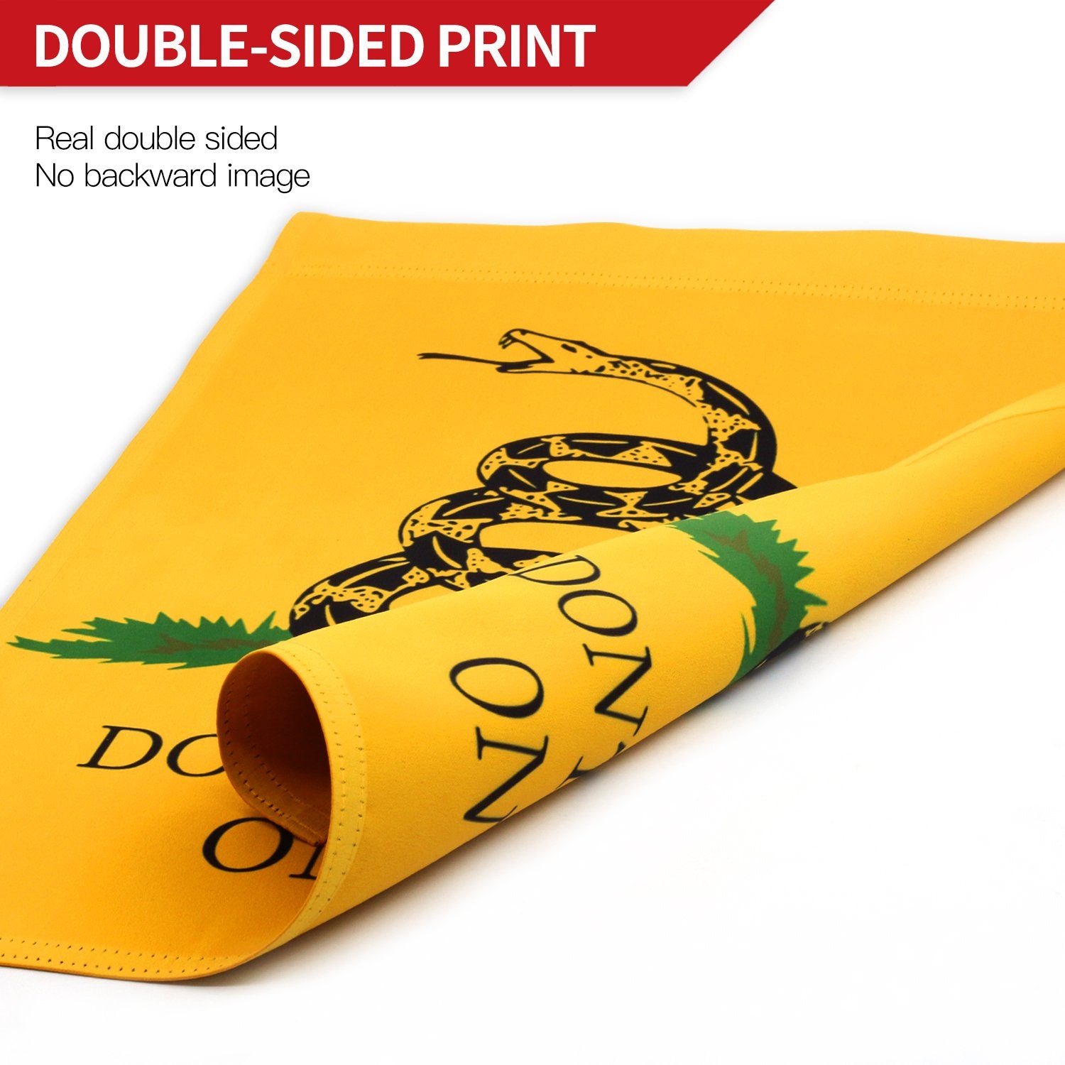 Anley Dont Tread On Me garden flag weather durability resists rain, sun, and snow.