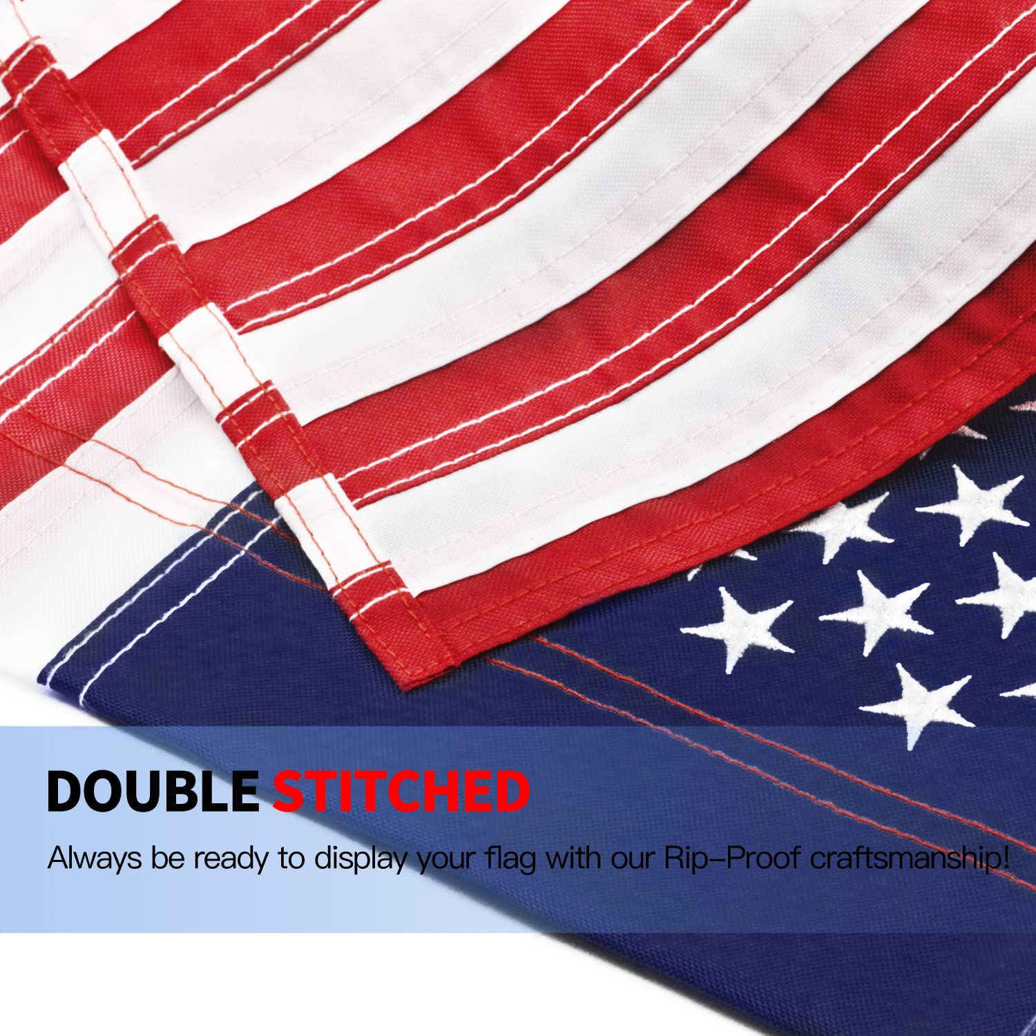 Anley Embroidered Stars flag detail showcases official pattern stitching.