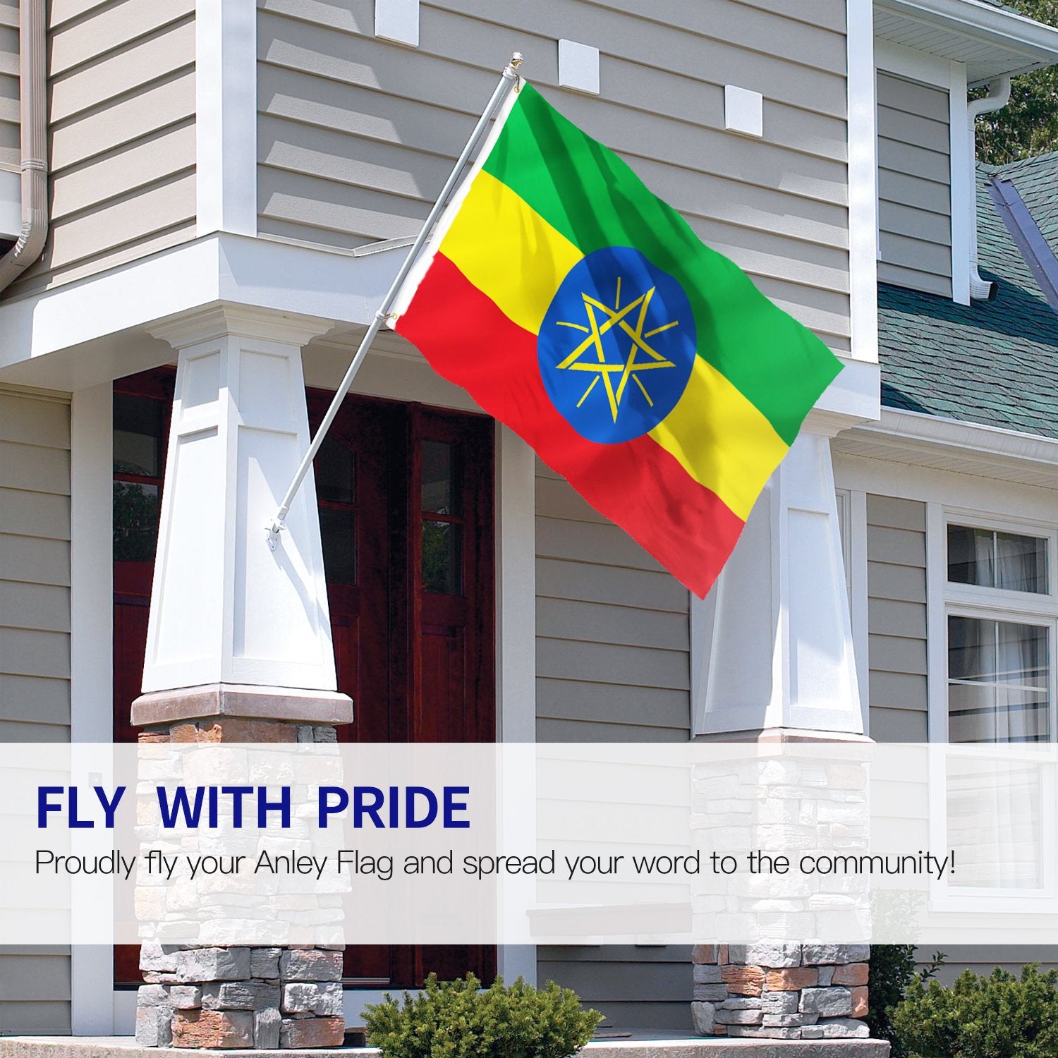 ANLEY Ethiopia flag featuring double-stitched edges for lasting durability.