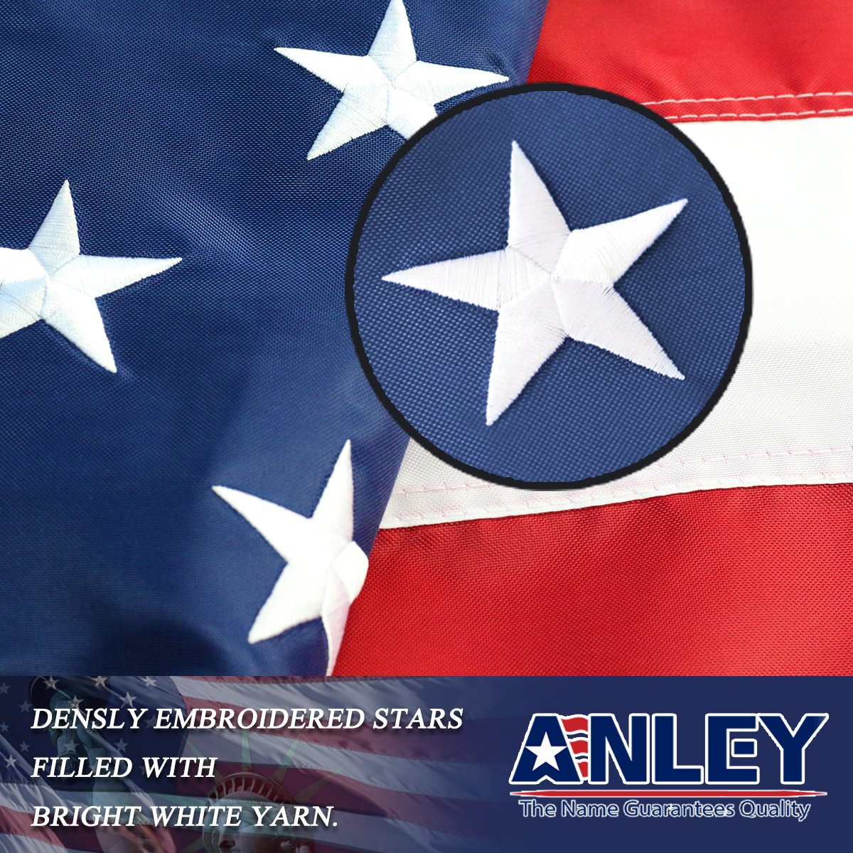ANLEY EverStrong flag with brass grommets for secure, enduring mounting.