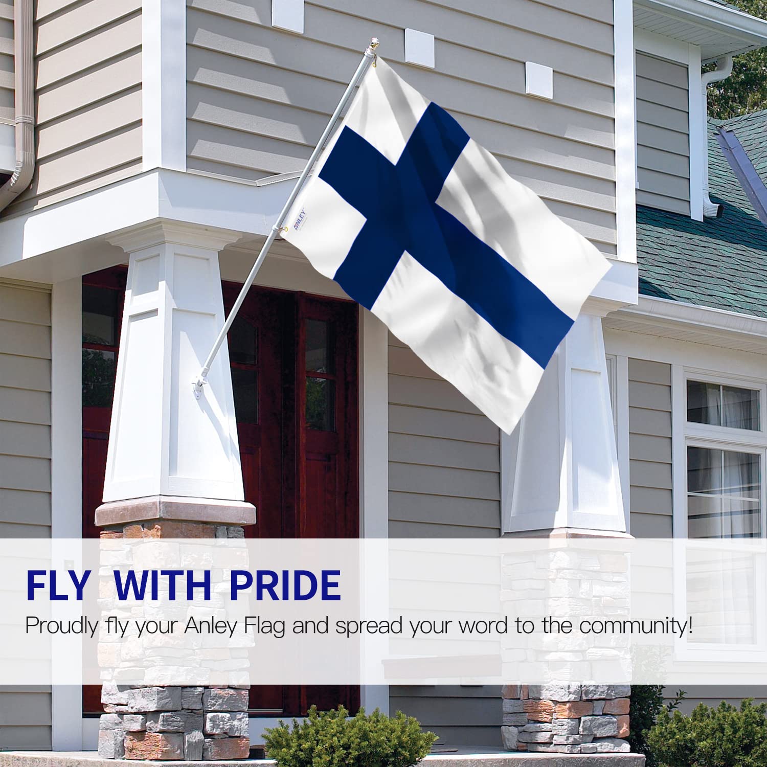 Anley Finland flag 3x5 with canvas header for durability