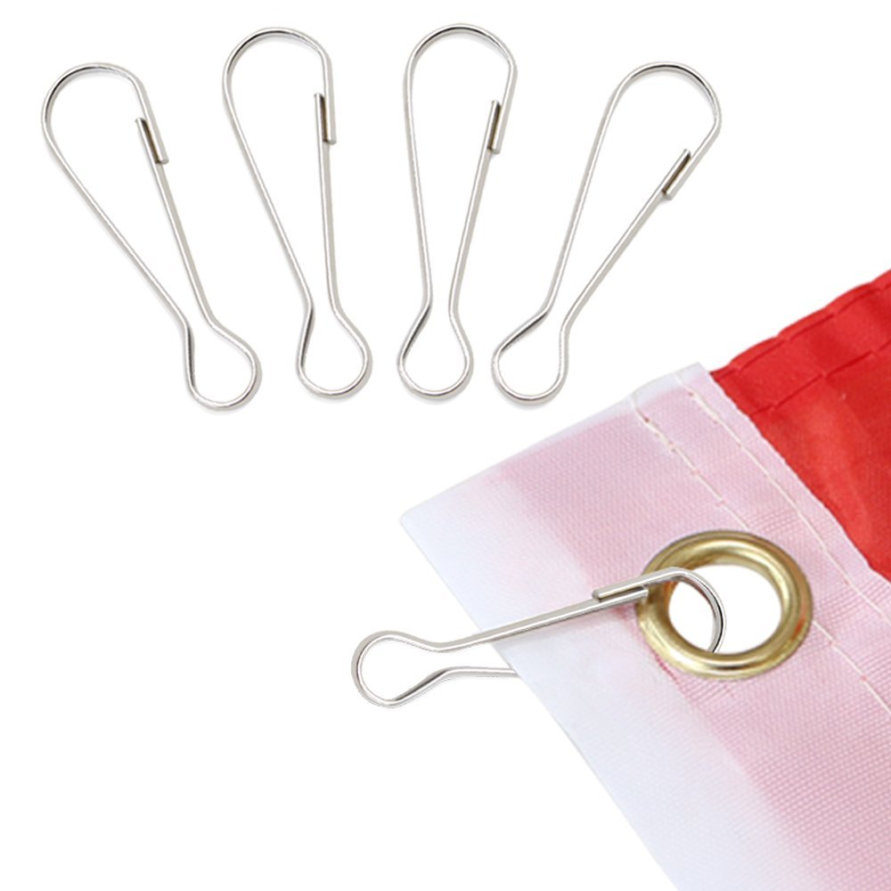 Anley flag pole clip snaps hook closeup showing rust-free stainless steel durability