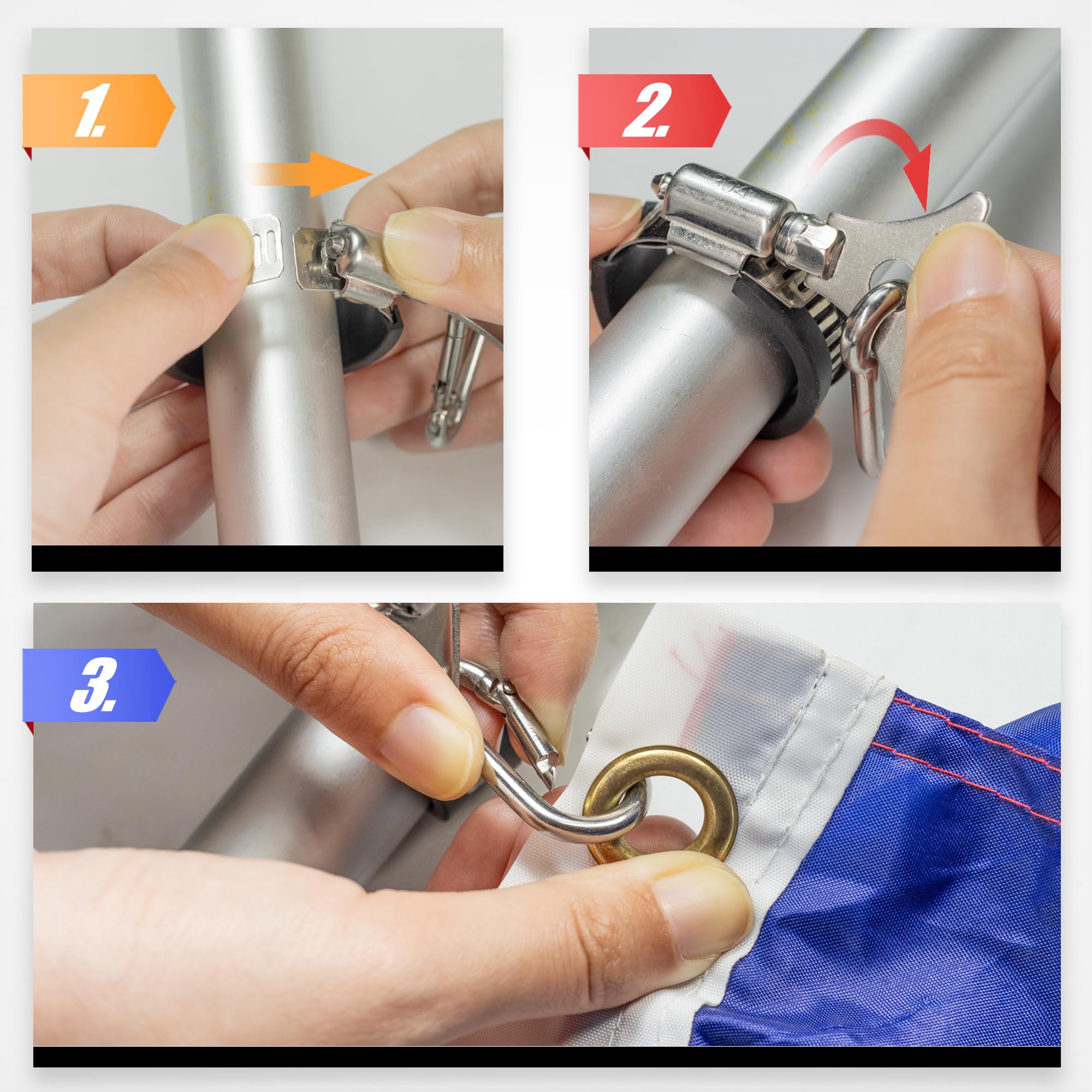 Anley flagpole clamp with adjustable screw fits 0.7–1.25 in poles.