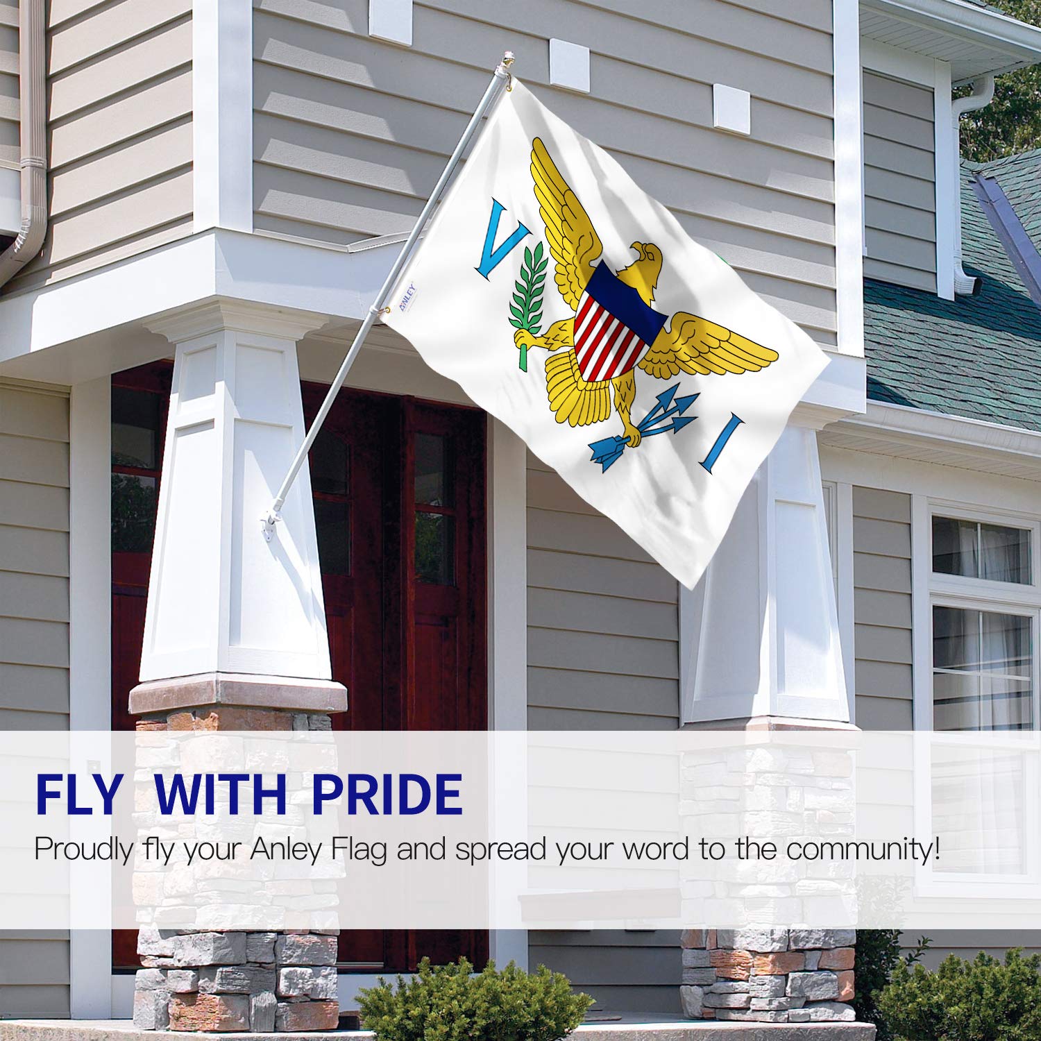 Anley Fly Breeze flag canvas header close-up showing durable stitching.