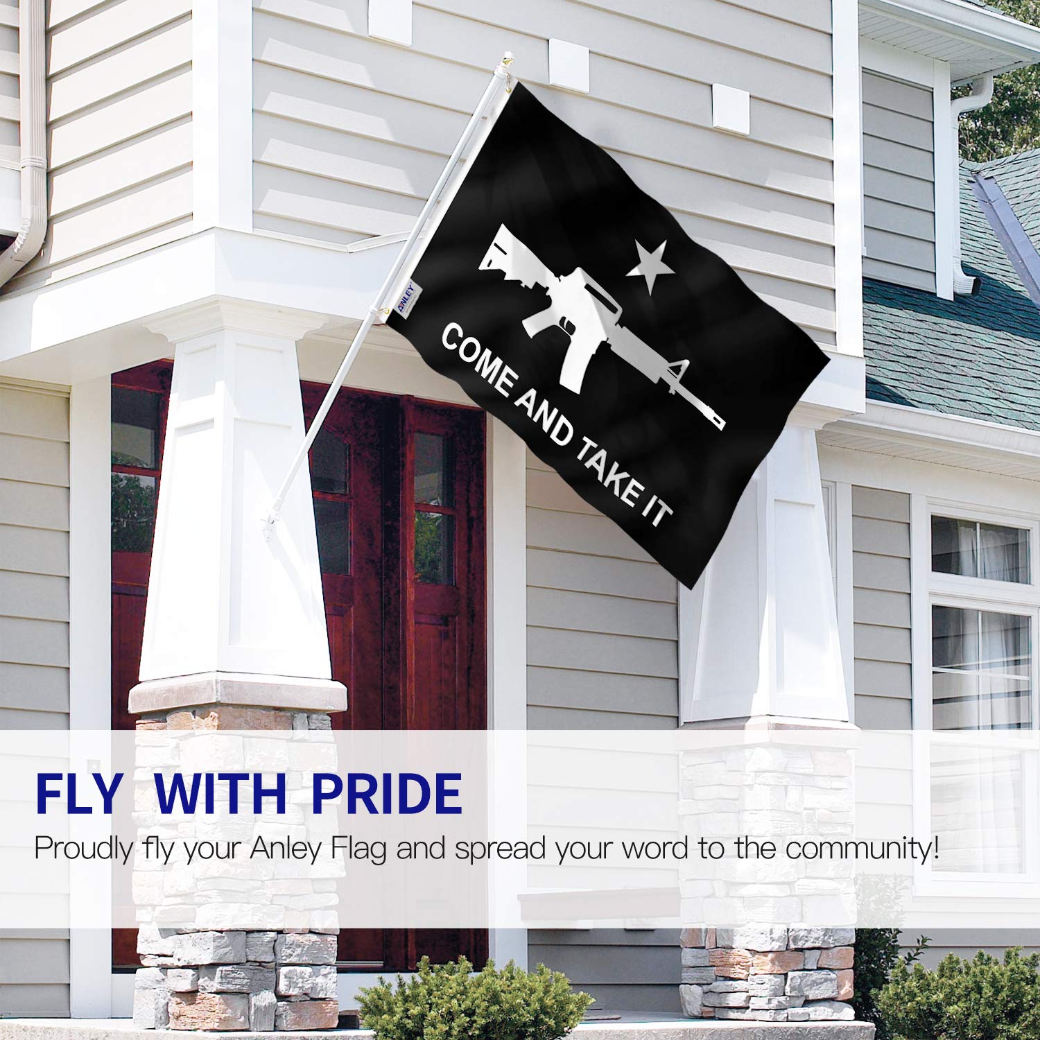Anley Fly Breeze flag with double stitching resists wear in outdoor display.