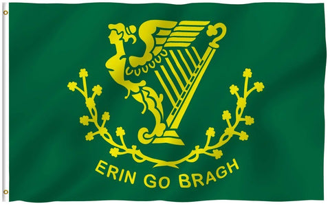 Anley Fly Breeze Erin Go Bragh flag waving outdoors in vibrant color.