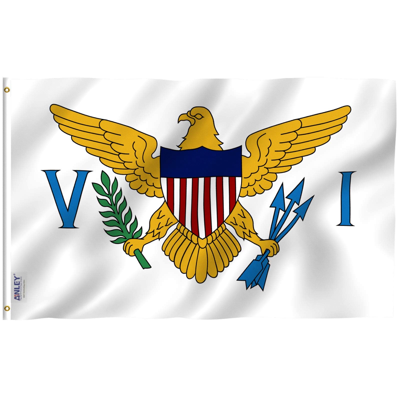 Anley Fly Breeze 3x5 Virgin Islands flag front view with vivid color for outdoor display.
