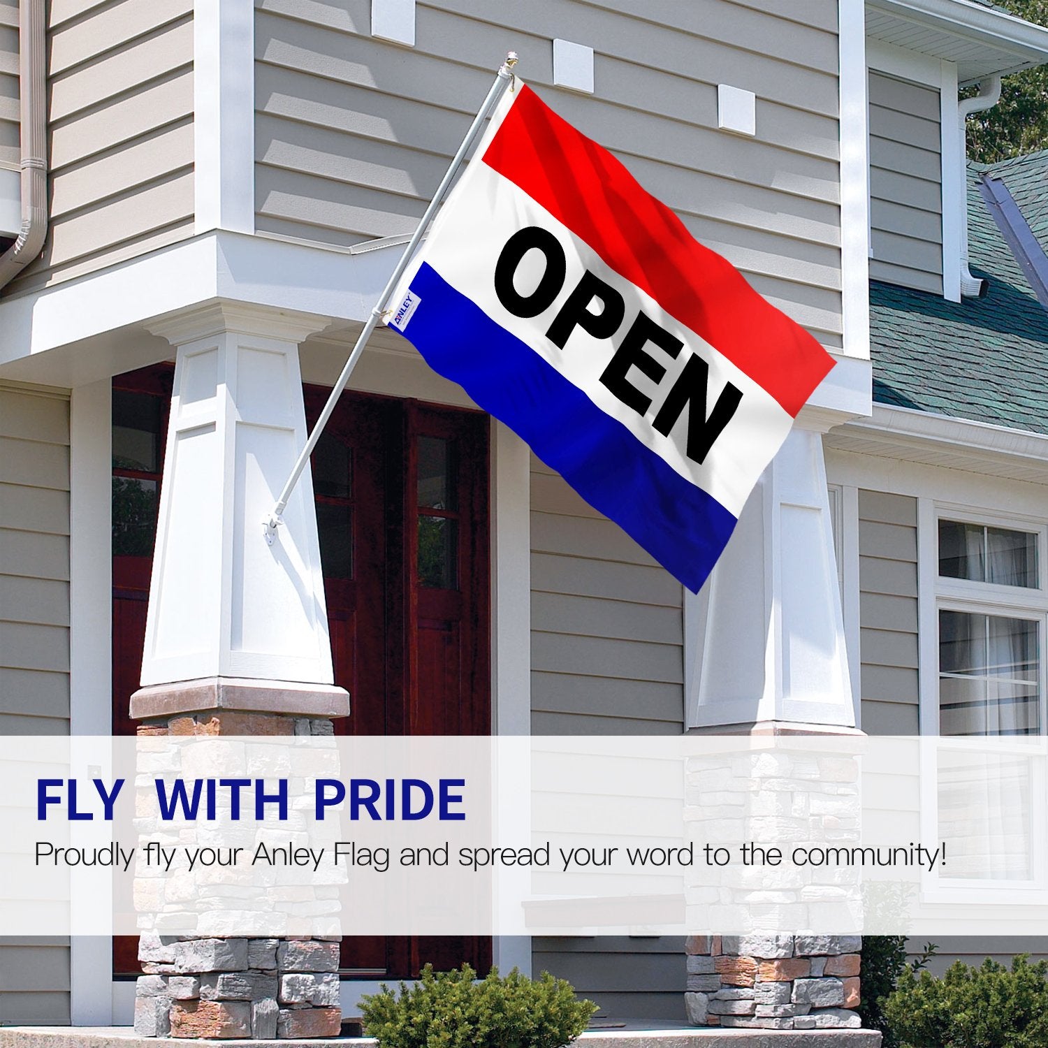 Anley flag shows canvas header detail for durable hanging and display.