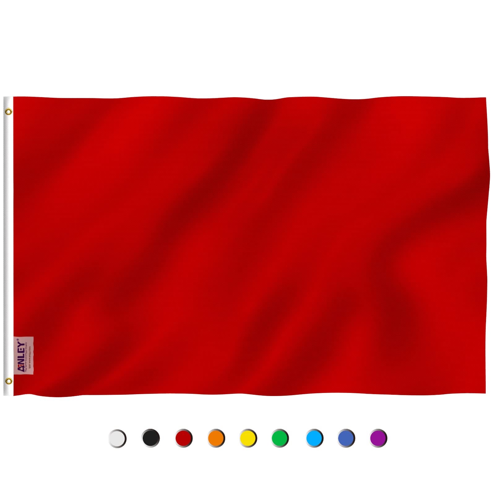 Anley Fly Breeze 3x5 solid red flag ready for outdoor display in light winds.