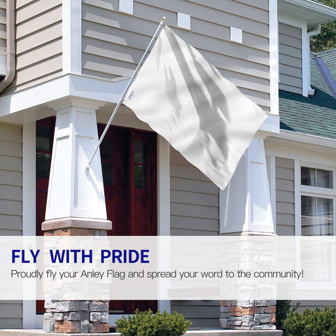 Anley Fly Breeze 3x5 solid white flag canvas header detail highlights durability.
