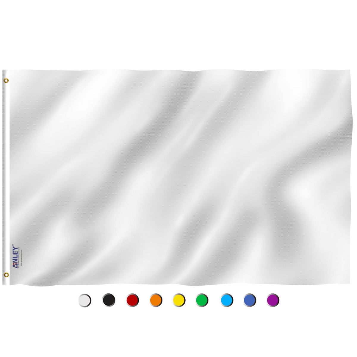 Anley Fly Breeze 3x5 solid white flag close-up shows vivid color and print quality.