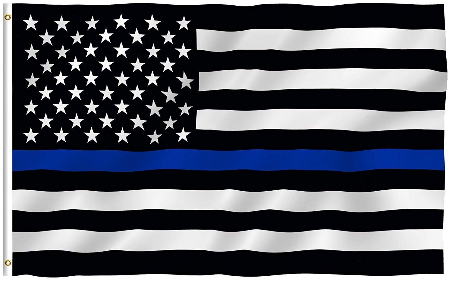 Anley Fly Breeze 3x5 Thin Blue Line flag shown for outdoor display in light breeze.