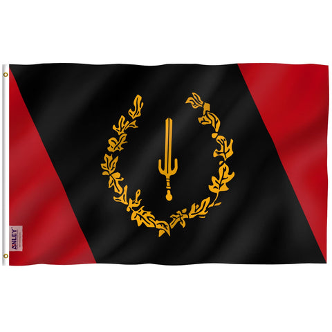 Anley Fly Breeze 3x5 flag with canvas header for porch display.