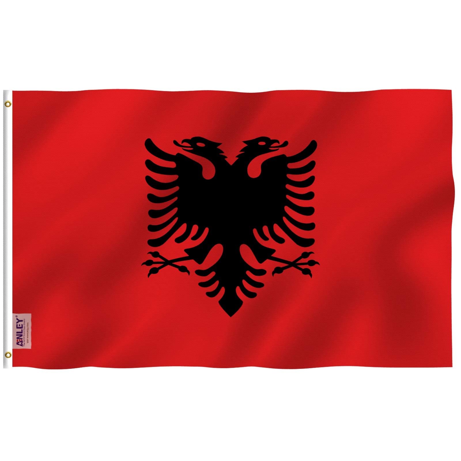Anley Fly Breeze Albania flag 3x5, vivid print for outdoor display.