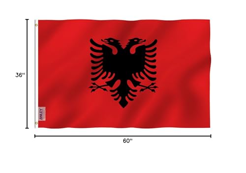 Anley Fly Breeze Albania flag vivid color resists fading in sun.