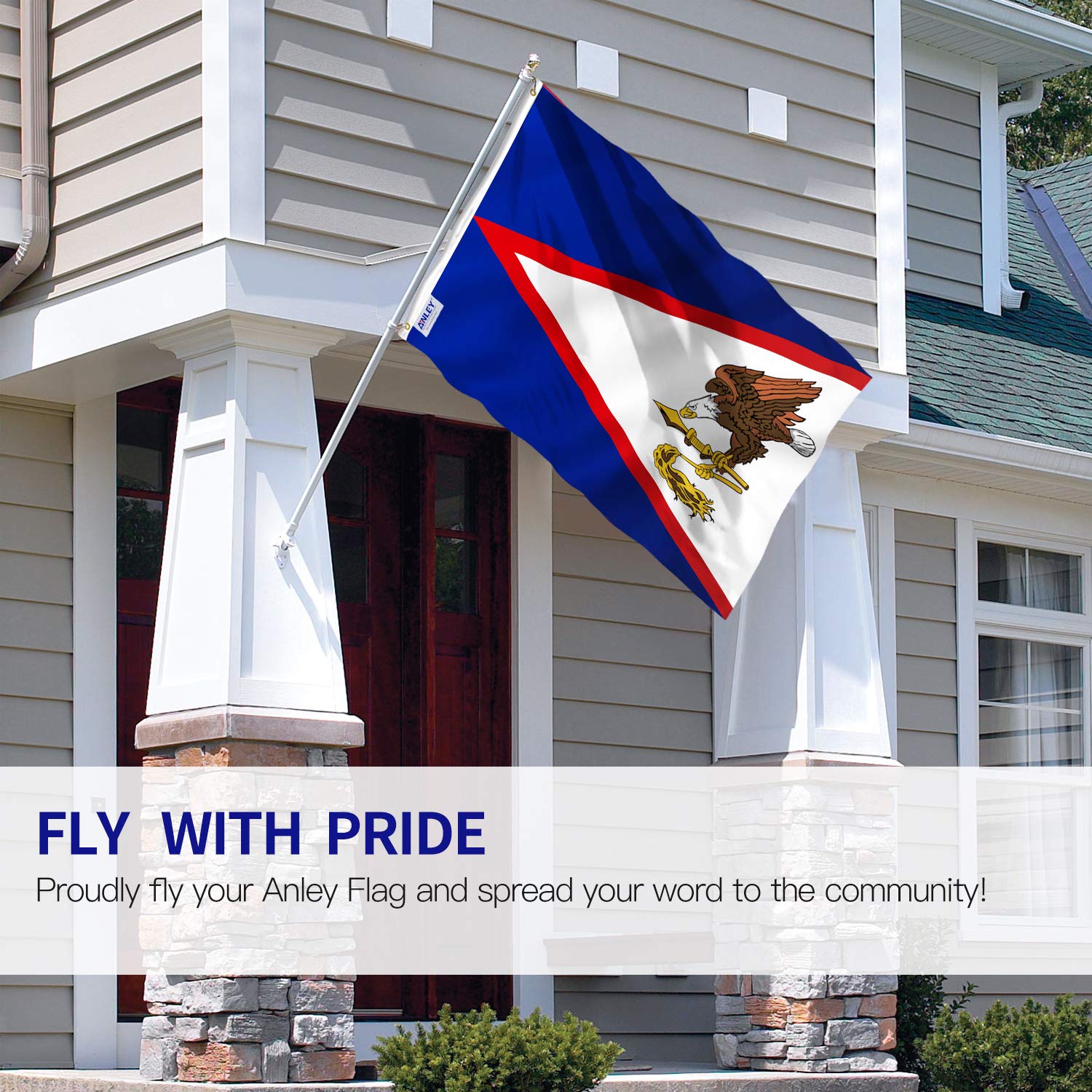 Anley Fly Breeze flag features canvas header for durable mounting.