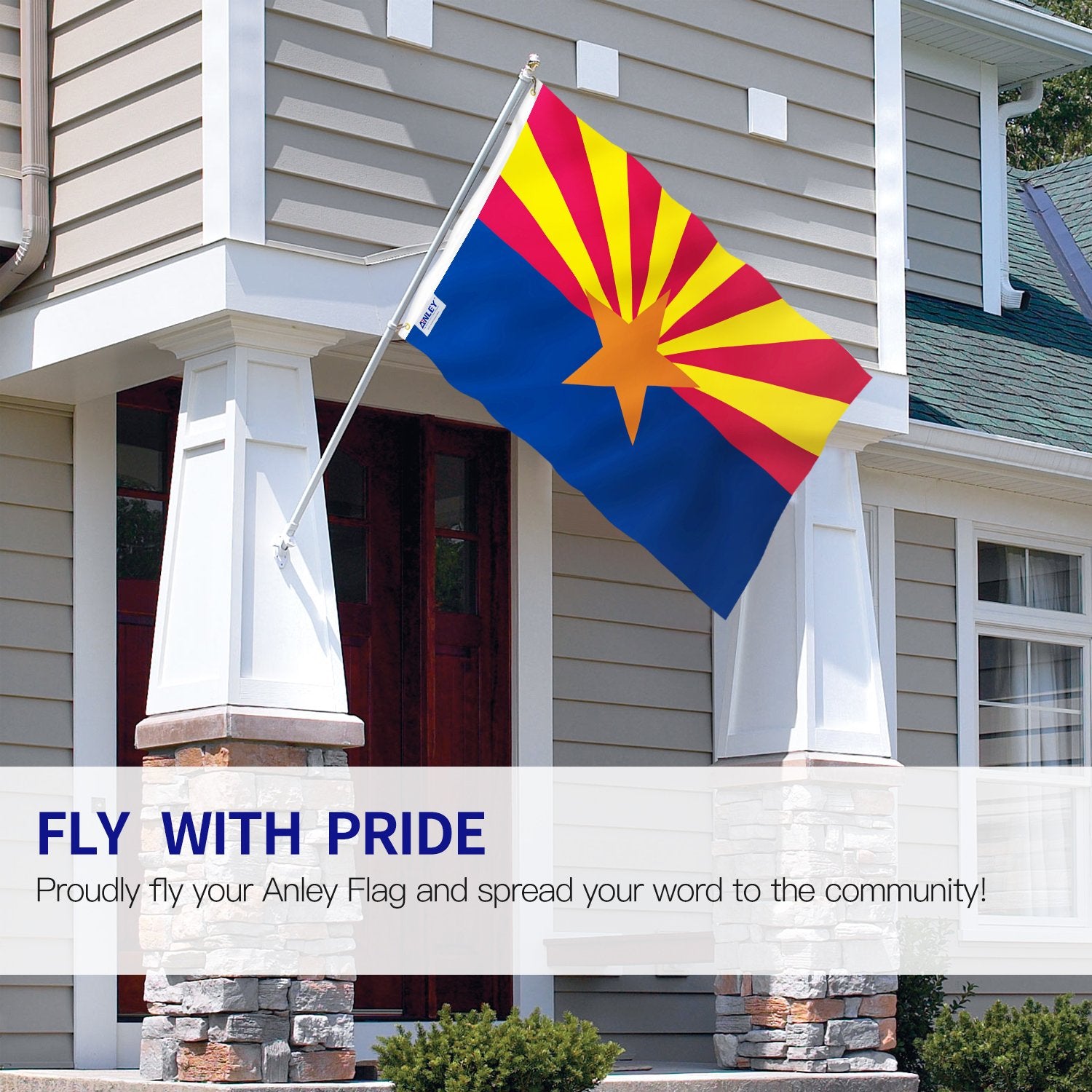 Anley Fly Breeze flag showing double-stitched edge ensures lasting durability.